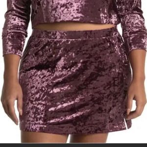 ABOUND Velvet Pull-on Mini Skirt with Slit Burgundy Purple Velour Size L